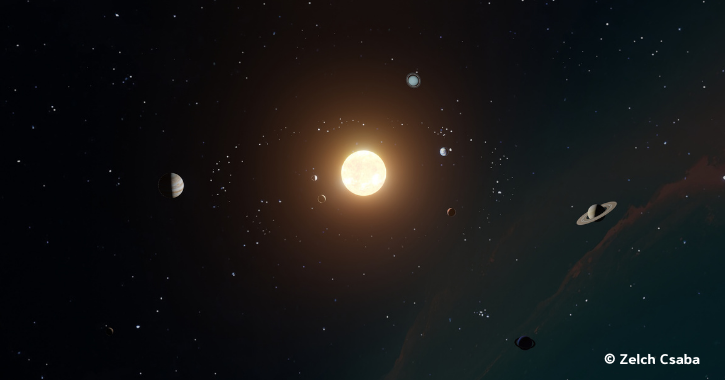 Visual of the planets circling the sun in the solar system. 